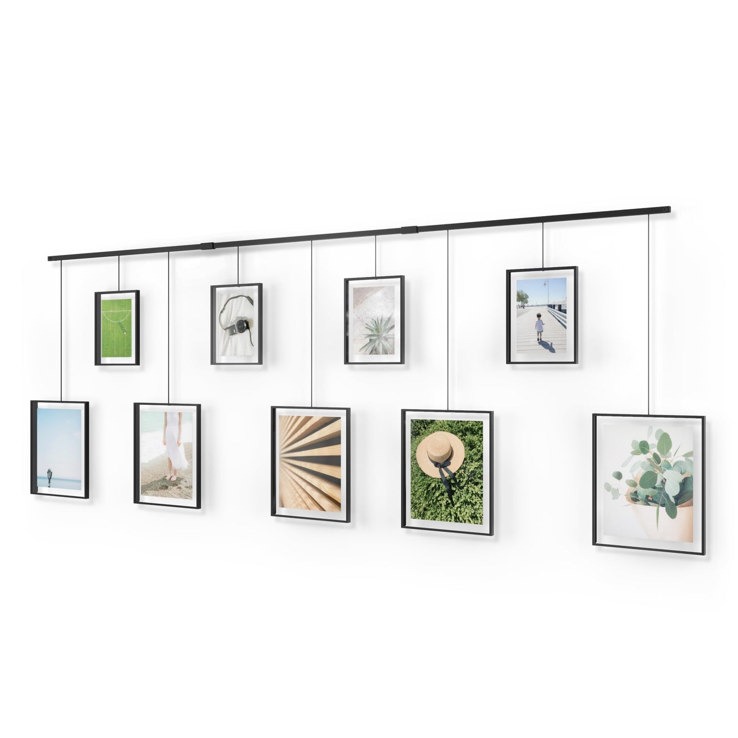 Umbra Exhibit Picture Frame Gallery Set, Adjustable Wall Collage Displays Five Photos (Two 4x6 and Three 5x7), Set of 5, Black