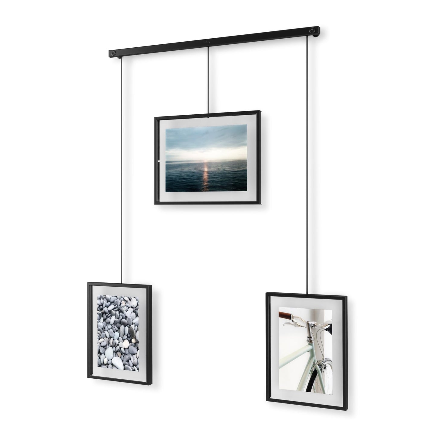Umbra Exhibit Picture Frame Gallery Set, Adjustable Wall Collage Displays Five Photos (Two 4x6 and Three 5x7), Set of 5, Black