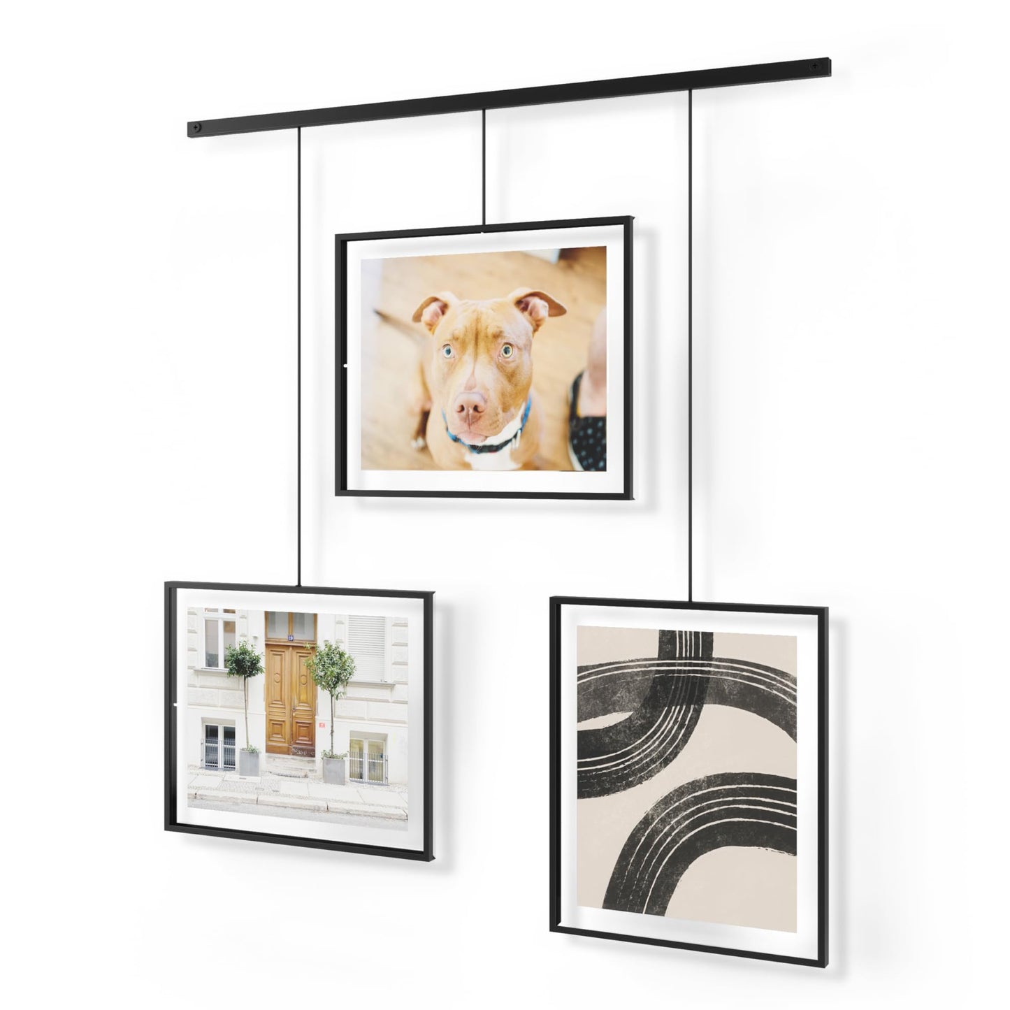Umbra Exhibit Picture Frame Gallery Set, Adjustable Wall Collage Displays Five Photos (Two 4x6 and Three 5x7), Set of 5, Black