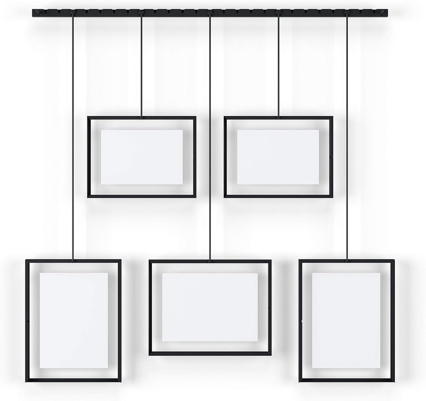 Umbra Exhibit Picture Frame Gallery Set, Adjustable Wall Collage Displays Five Photos (Two 4x6 and Three 5x7), Set of 5, Black
