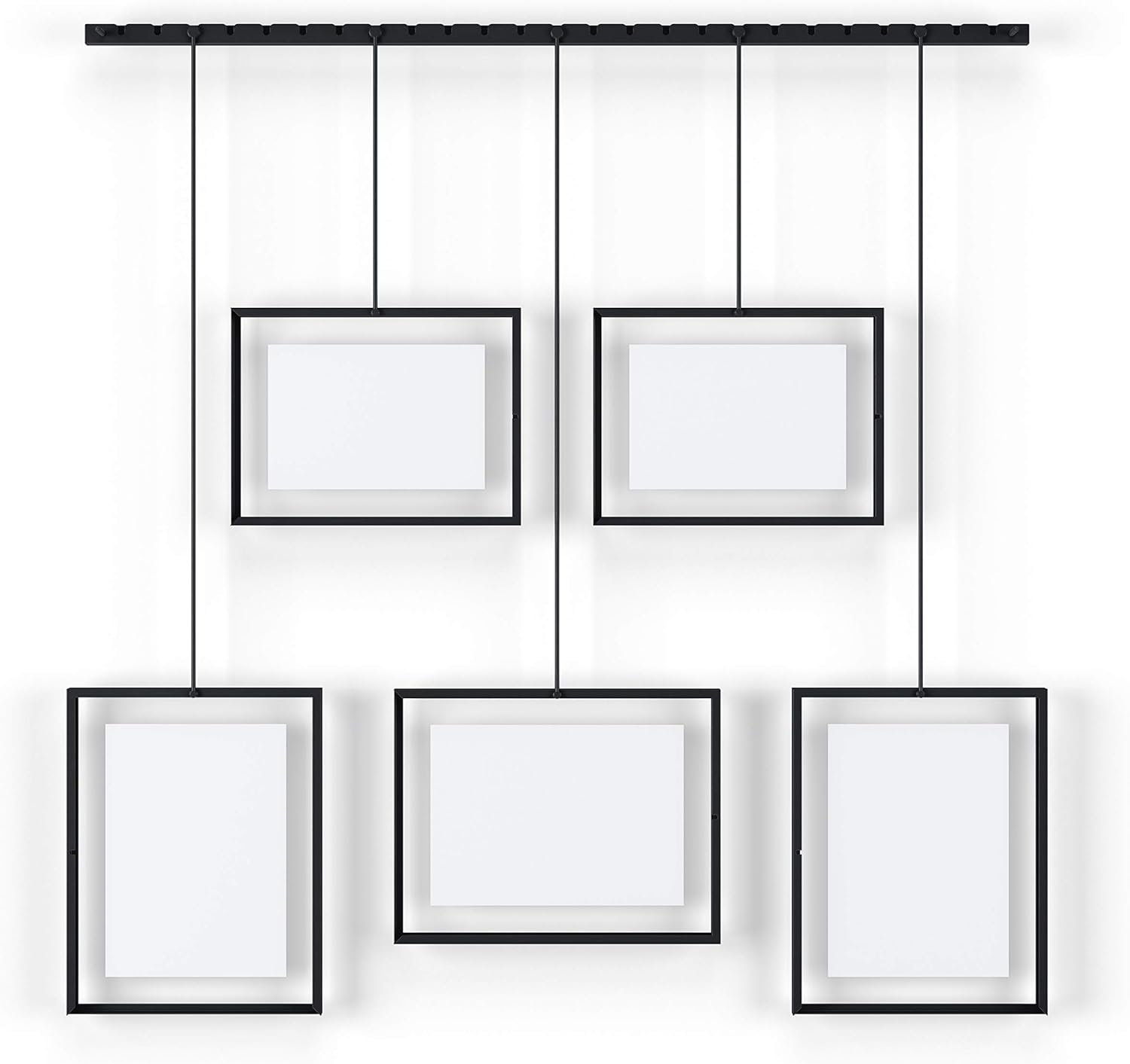 Umbra Exhibit Picture Frame Gallery Set, Adjustable Wall Collage Displays Five Photos (Two 4x6 and Three 5x7), Set of 5, Black