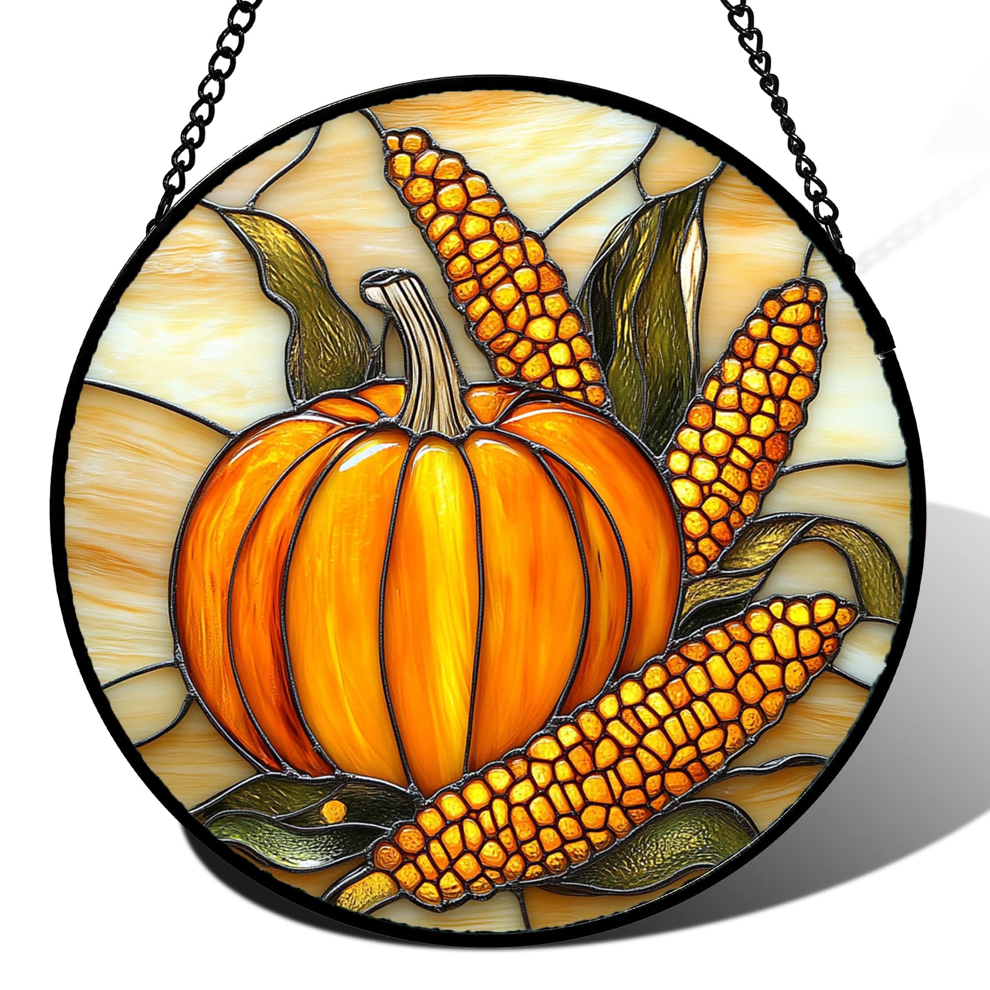 Stained Glass Window Hanging, Blue and White Waves Suncatcher Diamond Glass Panel Landscape Sun Catchers Decor for Birthday for Women, Men, Wife, Aunt, and Mom 7.8 in