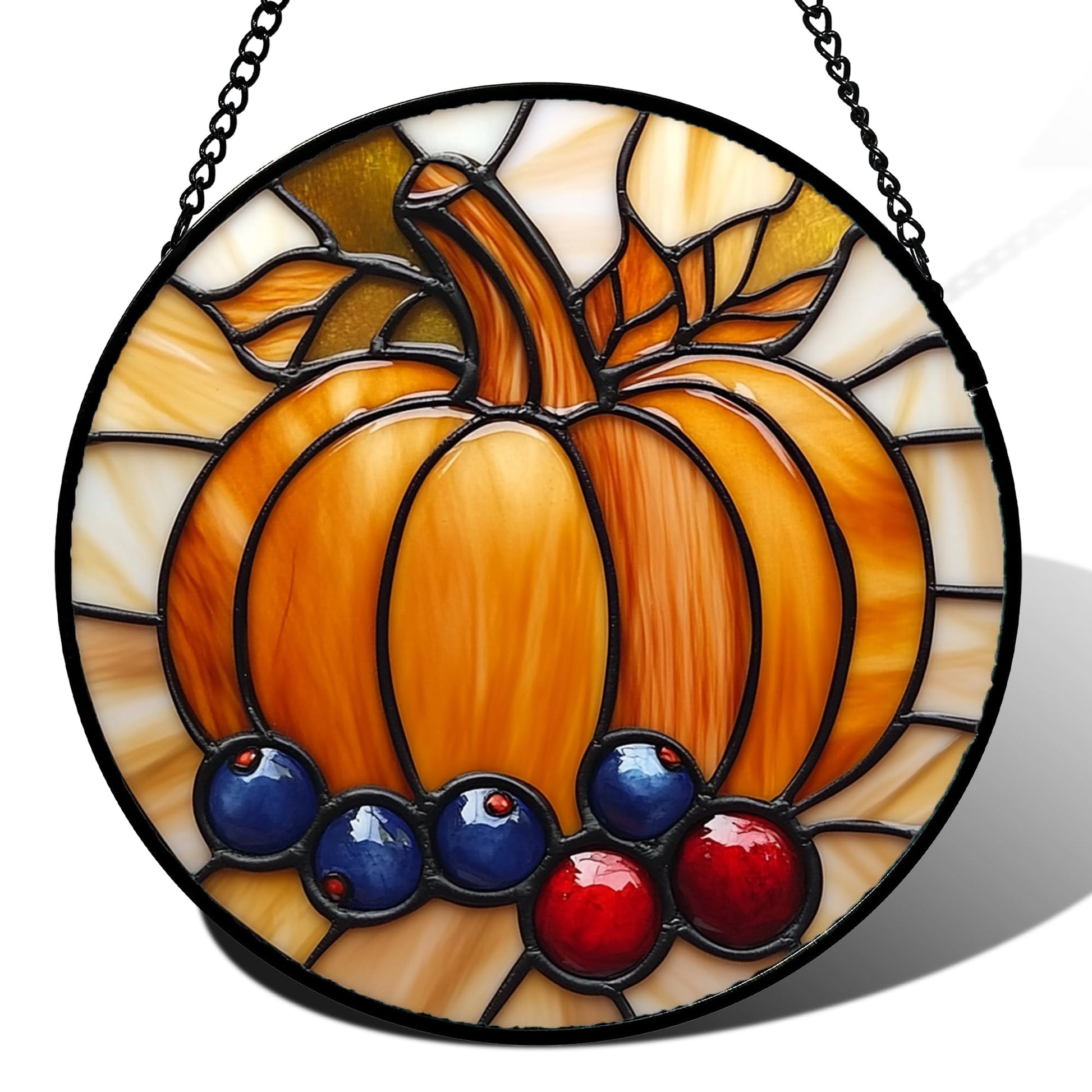 Stained Glass Window Hanging, Blue and White Waves Suncatcher Diamond Glass Panel Landscape Sun Catchers Decor for Birthday for Women, Men, Wife, Aunt, and Mom 7.8 in