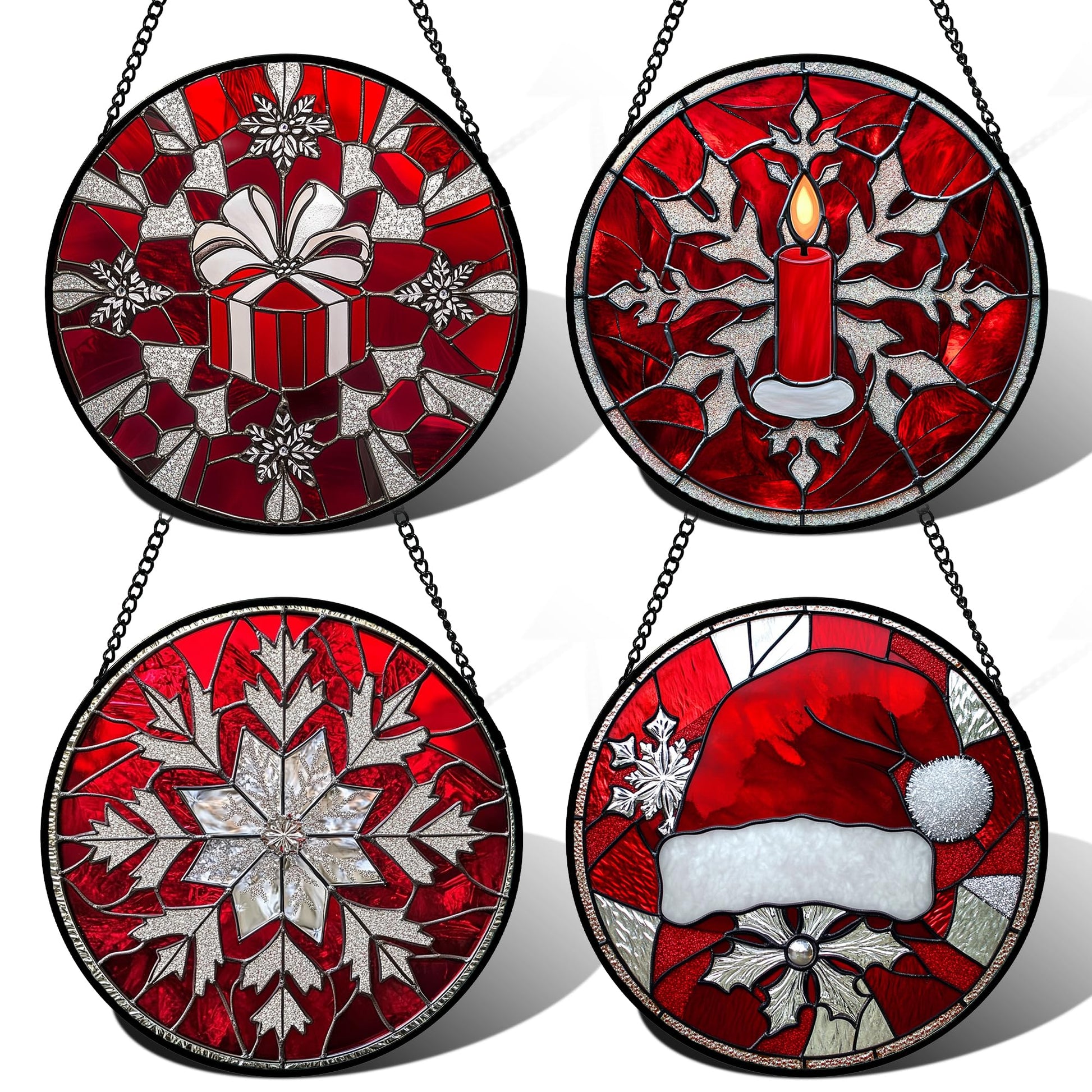 Stained Glass Window Hanging, Blue and White Waves Suncatcher Diamond Glass Panel Landscape Sun Catchers Decor for Birthday for Women, Men, Wife, Aunt, and Mom 7.8 in